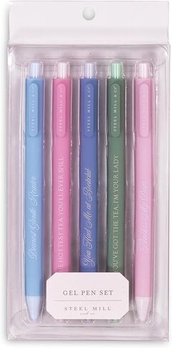 Steel Mill & Co Pastel Gel Pen Set, Cute Journaling Pens for Book Lovers, Librarians, and Romance Readers, Bookish Writing Pens (Book Club Tea Party) in Saudi Arabia