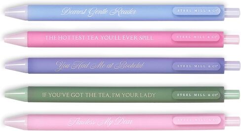 Steel Mill & Co Pastel Gel Pen Set, Cute Journaling Pens for Book Lovers, Librarians, and Romance Readers, Bookish Writing Pens (Book Club Tea Party) in Saudi Arabia
