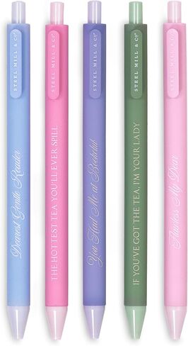 Steel Mill & Co Pastel Gel Pen Set, Cute Journaling Pens for Book Lovers, Librarians, and Romance Readers, Bookish Writing Pens (Book Club Tea Party) in Saudi Arabia