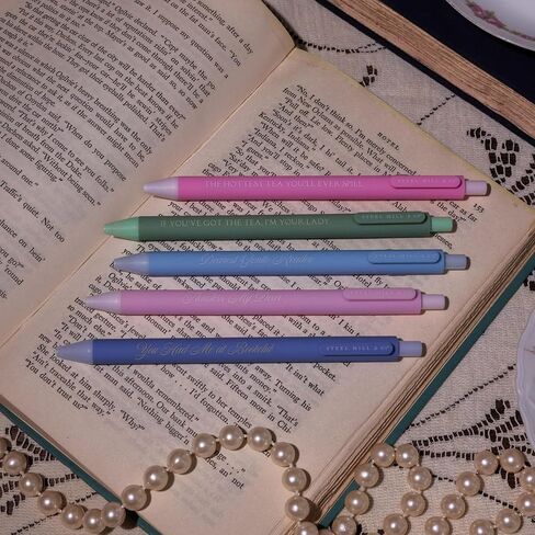 Steel Mill & Co Pastel Gel Pen Set, Cute Journaling Pens for Book Lovers, Librarians, and Romance Readers, Bookish Writing Pens (Book Club Tea Party) in Saudi Arabia
