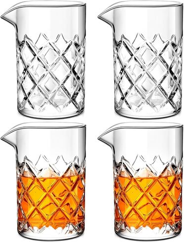 4 Pcs Cocktail Mixing Glass 24 oz Cocktail Stirring Glasses Crystal Glasses Mixing Pitcher for Bar Party Bartender Whiskey Drinking Shaker Accessory in Saudi Arabia