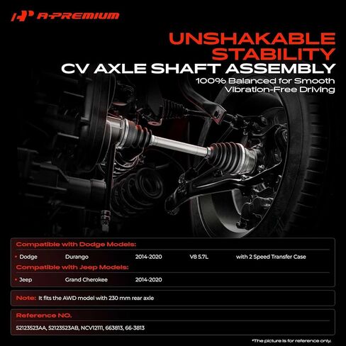 مجموعة عمود محور السيرة الذاتية الممتازة متوافقة مع دودج دورانجو 2014-2020 V8 5.7L وجيب جراند شيروكي 2014-2020، AWD فقط، خلفي يسار أو يمين، استبدال # 52123523AA، 52123523AB in Kuwait