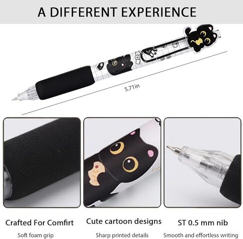Black Cute Cat Stationery Set Cat School Supplies Including Gel Pens,Mechanical Pencils,Eraser,Notebook,Stickers etc Kawaii Birthday Christmas Gifts Classroom Rewards in Kuwait