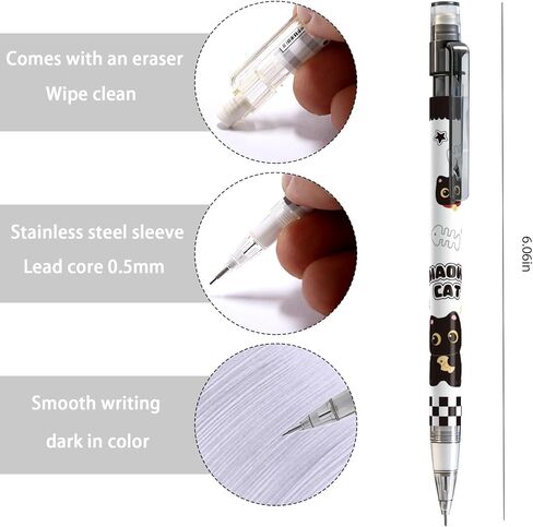 Black Cute Cat Stationery Set Cat School Supplies Including Gel Pens,Mechanical Pencils,Eraser,Notebook,Stickers etc Kawaii Birthday Christmas Gifts Classroom Rewards in Kuwait