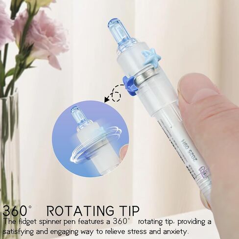 4 Pieces Fidget Spinner Pen - Rotating Gel Pens for Stress Relief, 0.5MM Black Ink, Smooth Writing, Quick Dry, Ideal for Journaling, Notes, Ocean-Themed Gift Set in Kuwait