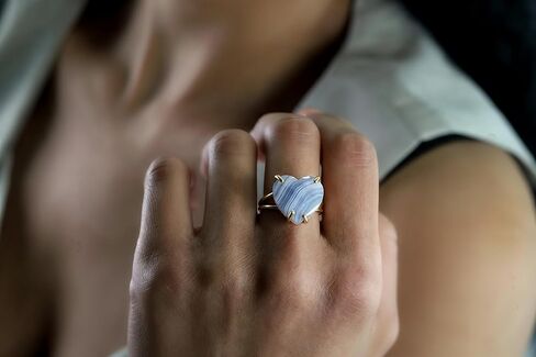 خاتم قلب من العقيق الأزرق من الدانتيل - سوليتير من الذهب عيار 14 قيراط - مجوهرات من الأحجار الكريمة شبه الكريمة للنساء in Kuwait