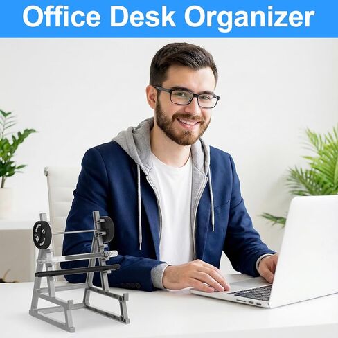 Squat Rack Pen Holder, Weight Rack Pen Holder for Desk Gym-Themed Office Desk Organizer, Mini Weight Racks Pencil Holders and Phone Stand for Fitness Lovers in Saudi Arabia