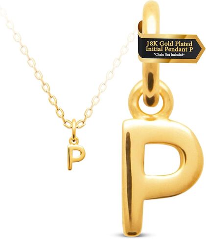 مجوهرات ساحرة أولية من A-Z - قلادة بأحرف أبجدية مطلية بالذهب 0.4 بوصة (1 سم) عيار 18 قيراط للقلادة أو السوار in Kuwait