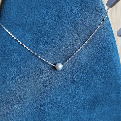 16 هدية رائعة للفتيات، قلادة لؤلؤ واحدة مصنوعة من لؤلؤ المياه العذبة المزروعة 6 مم وسلسلة كابل قابلة للتعديل من الفضة الإسترلينية، هدايا للفتيات المراهقات in Kuwait