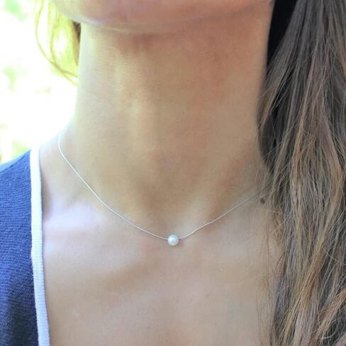 16 هدية رائعة للفتيات، قلادة لؤلؤ واحدة مصنوعة من لؤلؤ المياه العذبة المزروعة 6 مم وسلسلة كابل قابلة للتعديل من الفضة الإسترلينية، هدايا للفتيات المراهقات in Kuwait