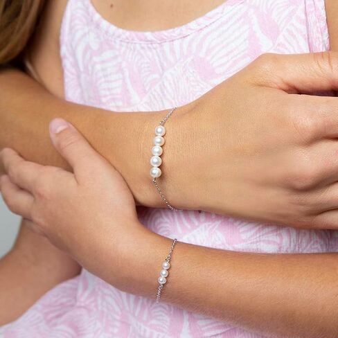 925 Sterling Silver Freshwater Cultured Pearl Adjustable Bracelet For Baby Girls To Teens - Adorable Stranded Bracelets For Girls - Special Religious Communion Jewelry Gifts For Little Girls in Saudi Arabia