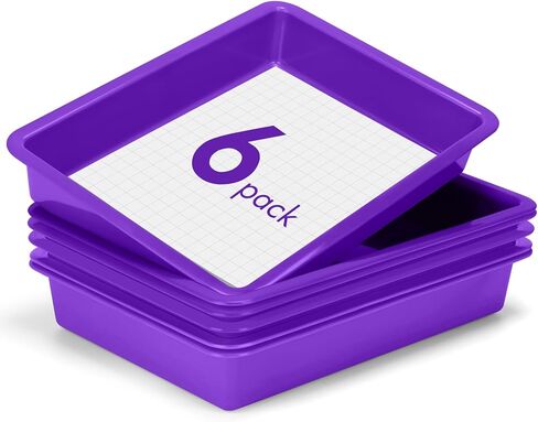 ShineMe Turn in Trays Classroom, 6 Pack White Paper Trays for Classroom with Colorful Labels, Thick Plastic Storage Bins for School, Office Organization, Letter Size Flat Storage Tray in Saudi Arabia
