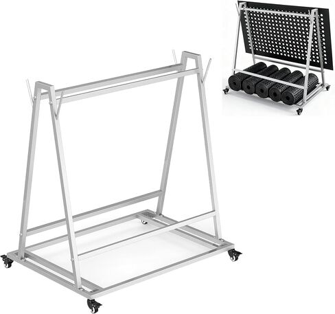 AIWFL Floor Mat Wash Rack and Mat Transporter, Floor Mat Cart with Wheels 42" L x 28" W x 40" H, Galvanized Steel Floor Mats Storage Rack for Kitchen, Industrial, Pool, Drainage and Commercial Mats in Kuwait