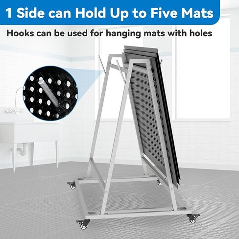 AIWFL Floor Mat Wash Rack and Mat Transporter, Floor Mat Cart with Wheels 42" L x 28" W x 40" H, Galvanized Steel Floor Mats Storage Rack for Kitchen, Industrial, Pool, Drainage and Commercial Mats in Kuwait