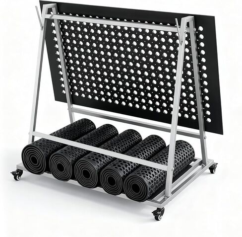 AIWFL Floor Mat Wash Rack and Mat Transporter, Floor Mat Cart with Wheels 42" L x 28" W x 40" H, Galvanized Steel Floor Mats Storage Rack for Kitchen, Industrial, Pool, Drainage and Commercial Mats in Kuwait