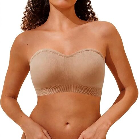 Wireless Strapless Bras, Non-Slip Wirefree Breathable Bandeau Tube Top Everyday Bra for Women in Saudi Arabia