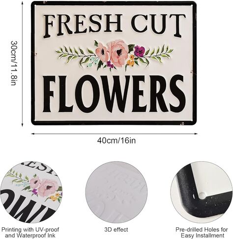 ديكور جداري على شكل زهور مقطوعة حديثًا، مقاس 15.7 × 11.8 بوصة، فن جداري من الزهور المعدنية، سوق الزهور في الهواء الطلق، سياج حديقة، فناء، ديكورات الشرفة للمنزل in Kuwait