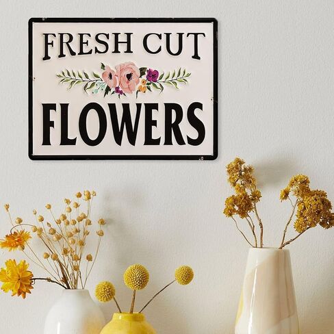 ديكور جداري على شكل زهور مقطوعة حديثًا، مقاس 15.7 × 11.8 بوصة، فن جداري من الزهور المعدنية، سوق الزهور في الهواء الطلق، سياج حديقة، فناء، ديكورات الشرفة للمنزل in Kuwait