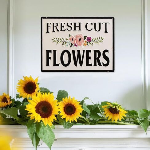 ديكور جداري على شكل زهور مقطوعة حديثًا، مقاس 15.7 × 11.8 بوصة، فن جداري من الزهور المعدنية، سوق الزهور في الهواء الطلق، سياج حديقة، فناء، ديكورات الشرفة للمنزل in Kuwait