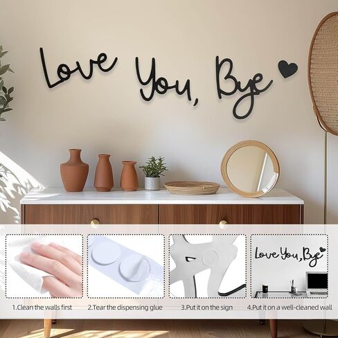 Love You Bye Sign Above Door, Wooden Wall Art Home Decor, Express Love & Warmth, Romantic Gift for Family, Lovers, or Valentine’s Day Decorations for Entryway, Hallway, or Living Room in Saudi Arabia