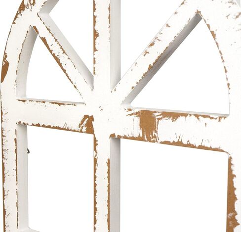 Toppay 2-Pack Distressed Arched Cathedral Window Frame Wall Decor, Antique White, 32 inchx16 inch in Saudi Arabia
