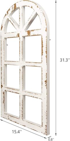 Toppay 2-Pack Distressed Arched Cathedral Window Frame Wall Decor, Antique White, 32 inchx16 inch in Saudi Arabia