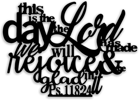 OPTYBVFD Psalm 118 24 Metal Wall Decor - Christianity Inspirational Scripture Room Decor Wall Art Home Decor for Living Room, Bedroom, Dining Room, Bathroom, Office (Black) in Kuwait