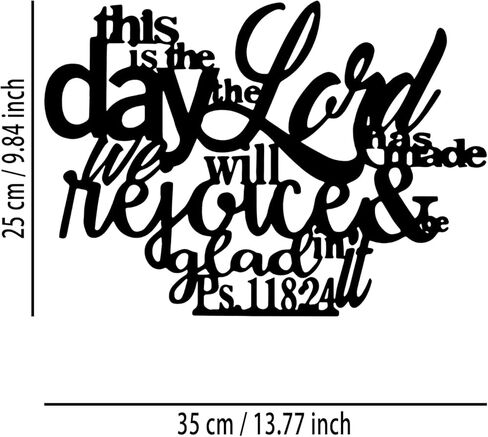 OPTYBVFD Psalm 118 24 Metal Wall Decor - Christianity Inspirational Scripture Room Decor Wall Art Home Decor for Living Room, Bedroom, Dining Room, Bathroom, Office (Black) in Kuwait