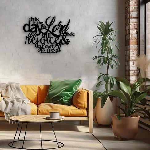 OPTYBVFD Psalm 118 24 Metal Wall Decor - Christianity Inspirational Scripture Room Decor Wall Art Home Decor for Living Room, Bedroom, Dining Room, Bathroom, Office (Black) in Kuwait