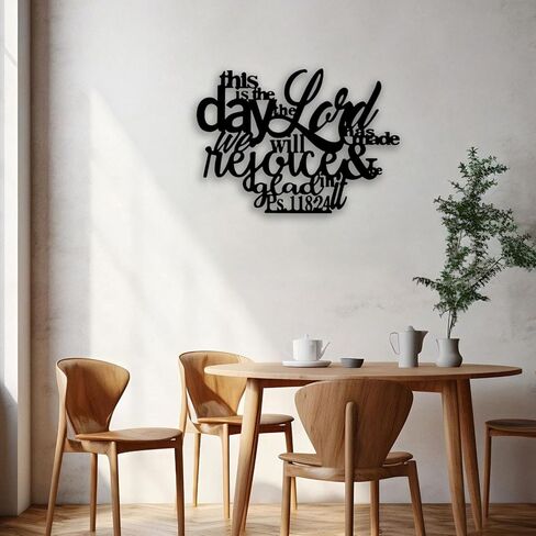 OPTYBVFD Psalm 118 24 Metal Wall Decor - Christianity Inspirational Scripture Room Decor Wall Art Home Decor for Living Room, Bedroom, Dining Room, Bathroom, Office (Black) in Kuwait