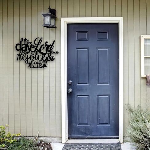 OPTYBVFD Psalm 118 24 Metal Wall Decor - Christianity Inspirational Scripture Room Decor Wall Art Home Decor for Living Room, Bedroom, Dining Room, Bathroom, Office (Black) in Kuwait