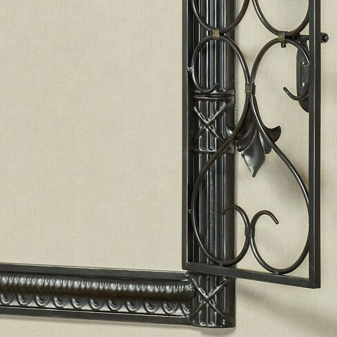 Touch of Class Traditional Arched Jameson Metal Wall Grille | Scroll & Fleur Design | Black with Silver Wash & Gold Accents | 23.5x38 Swirling Decorative Wall Art Sculpture in Saudi Arabia