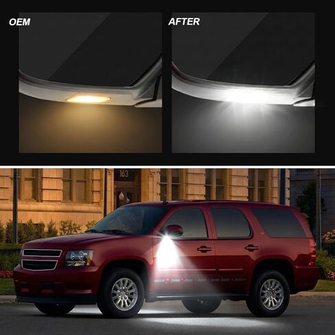 Under Mirror Lights Fits for 2007-2014 Chevy Tahoe Suburban, GMC Yukon, Avalanche, Escalade LED Mirror Puddle Lamp Fits for 2009-2013 Silverado Sierra 2500HD/3500HD (White Light for 2007-2014) in Kuwait
