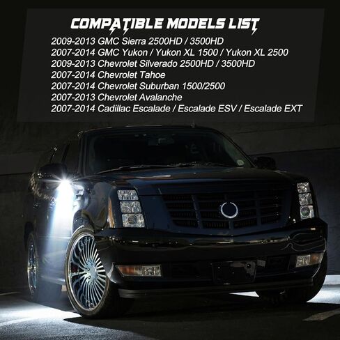 Under Mirror Lights Fits for 2007-2014 Chevy Tahoe Suburban, GMC Yukon, Avalanche, Escalade LED Mirror Puddle Lamp Fits for 2009-2013 Silverado Sierra 2500HD/3500HD (White Light for 2007-2014) in Kuwait