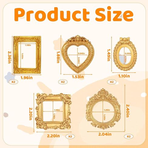 CZFSWT 10 قطع إطارات صغيرة عتيقة، إطارات ذهبية صغيرة، إطارات صور صغيرة مناسبة لعشاق الحرف اليدوية DIY، عشاق الديكور القديم in Kuwait