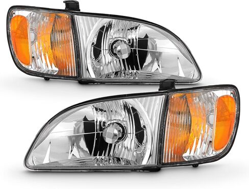 AKKON - Fit 2001 2002 2003 Toyota Sienna 01-03 Headlights Headlamp & Corner Lights Chrome Housing OE Style Driver - Passenger Direct Replacement in Saudi Arabia