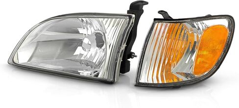 AKKON - Fit 2001 2002 2003 Toyota Sienna 01-03 Headlights Headlamp & Corner Lights Chrome Housing OE Style Driver - Passenger Direct Replacement in Saudi Arabia