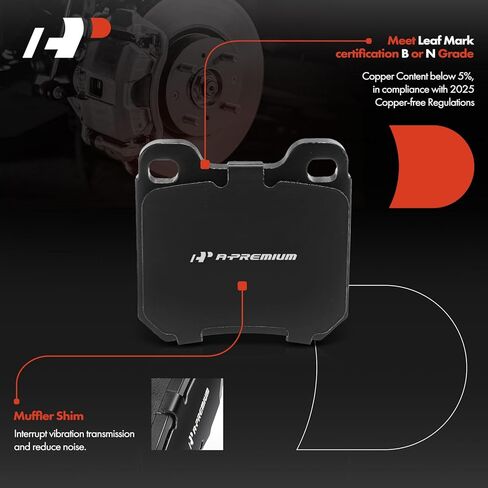 A-Premium Rear Ceramic Brake Pads Set Compatible with Cadillac, Saab and Saturn Models - 9-3 1999-2003, 900 1997-1998, Catera 1997-2001, L200/LW300 2001-2003, LS/LS2/LW2 2000, L300 4-Pack in Saudi Arabia