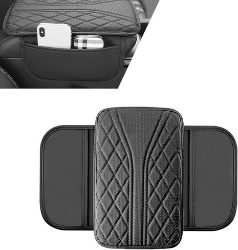 Car Armrest Box Cushion, Breathable Strong Support Cushion with Side Pocket for Phone Wallet Tissue, Waterproof Center Console Protective Cover, Elbow Protector Interior (Pink) in Saudi Arabia
