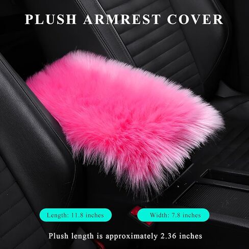 وسادة غطاء وحدة التحكم المركزية للسيارة من Sun Walker Furry، مقاس 11.8 بوصة × 7.9 بوصة، واقي صندوق مقعد مسند الذراع الناعم المنفوش، واقي ديكور مريح لوحدة التحكم الوسطى للسيارات والشاحنات وسيارات الدفع الرباعي (وردي داكن) in Kuwait