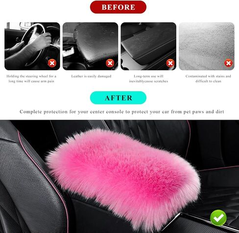وسادة غطاء وحدة التحكم المركزية للسيارة من Sun Walker Furry، مقاس 11.8 بوصة × 7.9 بوصة، واقي صندوق مقعد مسند الذراع الناعم المنفوش، واقي ديكور مريح لوحدة التحكم الوسطى للسيارات والشاحنات وسيارات الدفع الرباعي (وردي داكن) in Kuwait