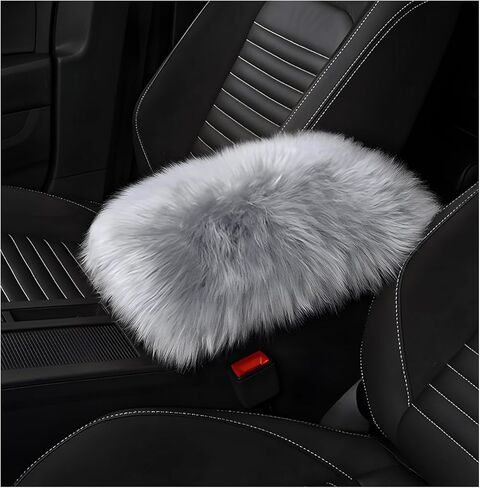 Sun Walker Furry Car Center Console Cover Pad, 11.8"x7.9" Soft Fluffy Armrest Seat Box Protector, Plush Comfortable Middle Console Decorative Protector for Cars Trucks SUVs (Dark Pink) in Kuwait