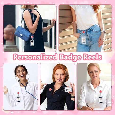 Ouligay مضحك ممرضة شارة بكرة لطيف شارة بكرة مع مشبك قابل للسحب حامل بطاقة الهوية للنساء فتاة كنت تفعل حبيبتي مذهلة، عامل طبي معلم طبيب الهدايا الوردي in Kuwait