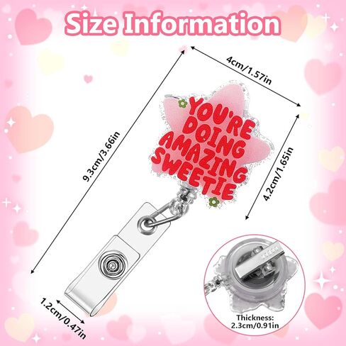 Ouligay مضحك ممرضة شارة بكرة لطيف شارة بكرة مع مشبك قابل للسحب حامل بطاقة الهوية للنساء فتاة كنت تفعل حبيبتي مذهلة، عامل طبي معلم طبيب الهدايا الوردي in Kuwait