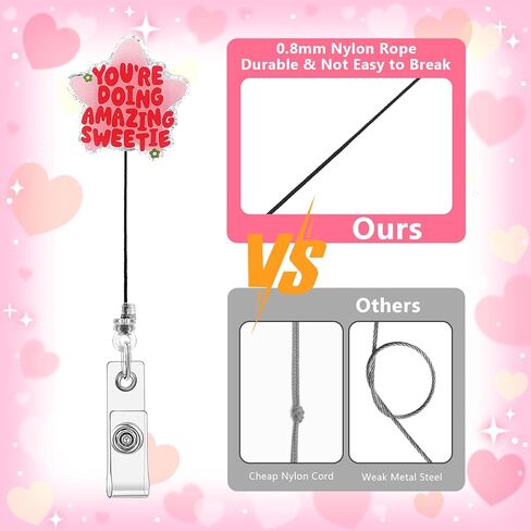 Ouligay مضحك ممرضة شارة بكرة لطيف شارة بكرة مع مشبك قابل للسحب حامل بطاقة الهوية للنساء فتاة كنت تفعل حبيبتي مذهلة، عامل طبي معلم طبيب الهدايا الوردي in Kuwait