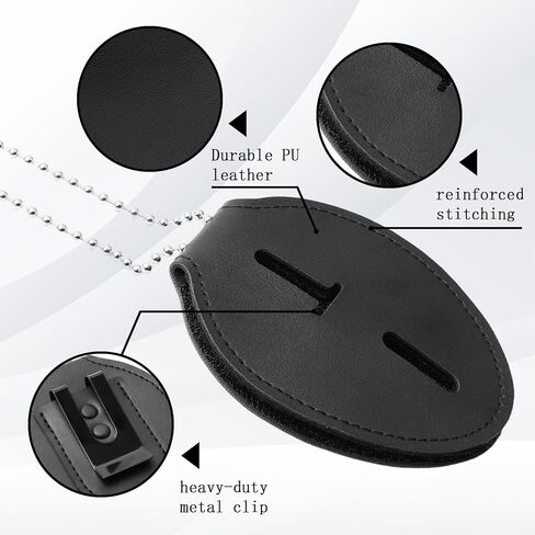 Universal PU Police Badge Holder with Neck Chain and Belt Clip, Heavy Duty Leather ID Case for Oval Shield Law Enforcement Security Badges, Neck Hanging Badge Holder for Detective, Constable in Kuwait
