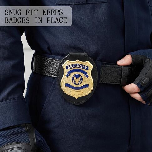 Universal PU Police Badge Holder with Neck Chain and Belt Clip, Heavy Duty Leather ID Case for Oval Shield Law Enforcement Security Badges, Neck Hanging Badge Holder for Detective, Constable in Kuwait