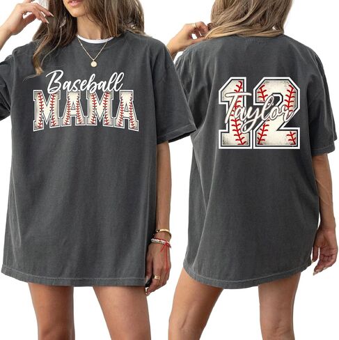 UrbanNEST Custom Baseball Mom Shirts for Women, Personalized Baseball Mom Shirt Sweatshirt Hoodies, Base Ball Mama Gifts in Kuwait