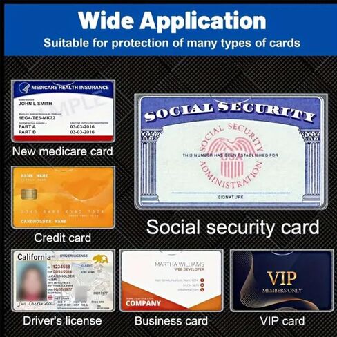 10Pcs Waterproof PVC Card Holder Sleeves for SSN, ID, Credit Cards, Social Security Card Protector Sleeve, Transparent Design Portable, Scratch Dust Resistant in Saudi Arabia