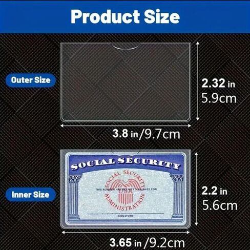 10Pcs Waterproof PVC Card Holder Sleeves for SSN, ID, Credit Cards, Social Security Card Protector Sleeve, Transparent Design Portable, Scratch Dust Resistant in Saudi Arabia